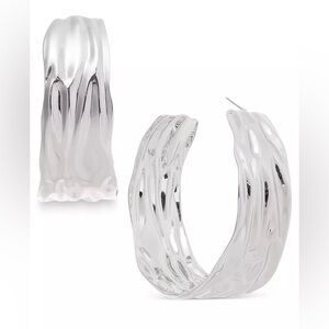 INC Internrional Concepts Textured Silver Hoop Earrings - NWT